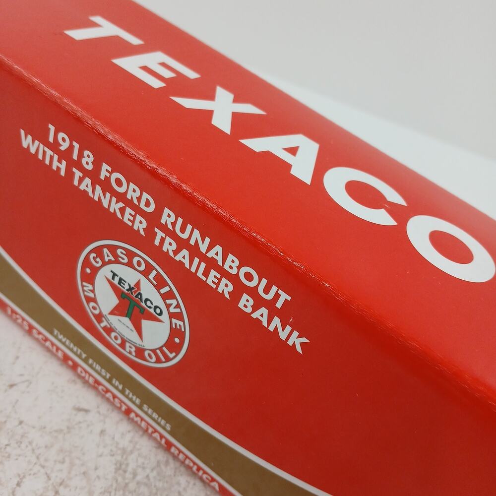 Texaco 1918 Ford Runabout with Tanker Trailer Bank Die-Cast Metal Replica Boxed